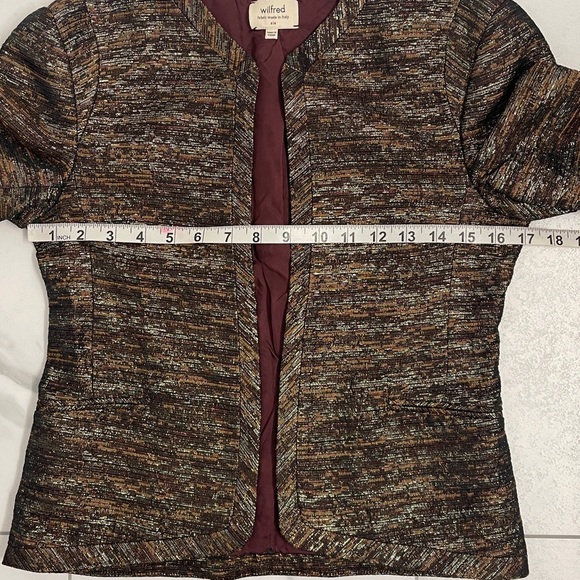 Wilfred Cropped Brown Tailored Blazer with Metallic Sheen Size 6 - Picture 9 of 14